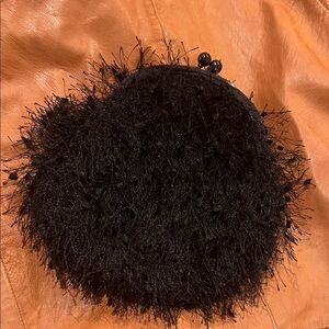 Estee & Lilly Black Fuzzy Evening Bag